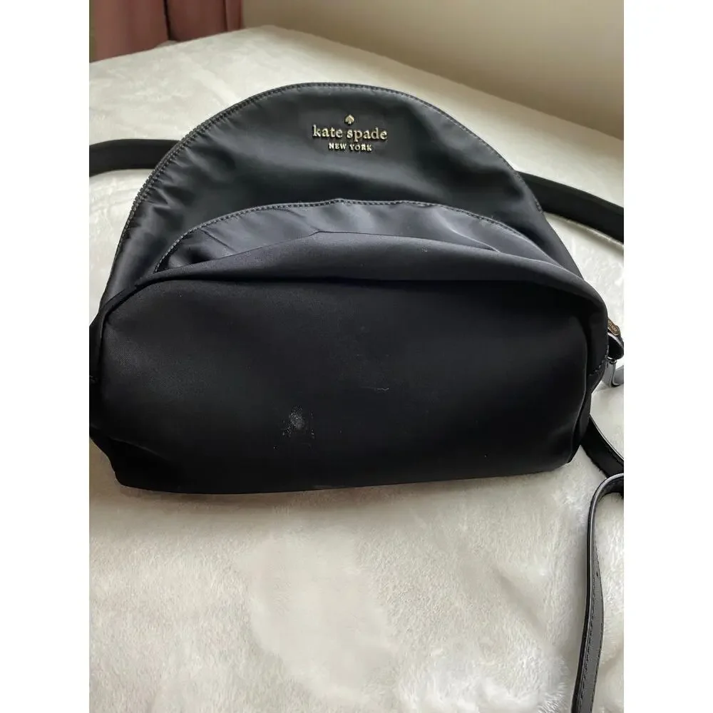 Kate Spade Nylon Mini Backpack Leather Straps 3 Sections Travel Career GUC